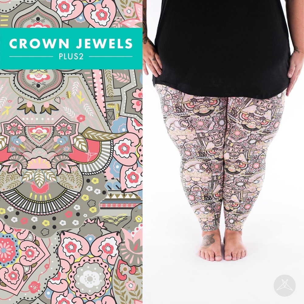 BNWT SweetLegs "Crown Jewels” Adult Plus2 (Fits most 22-28) leggings